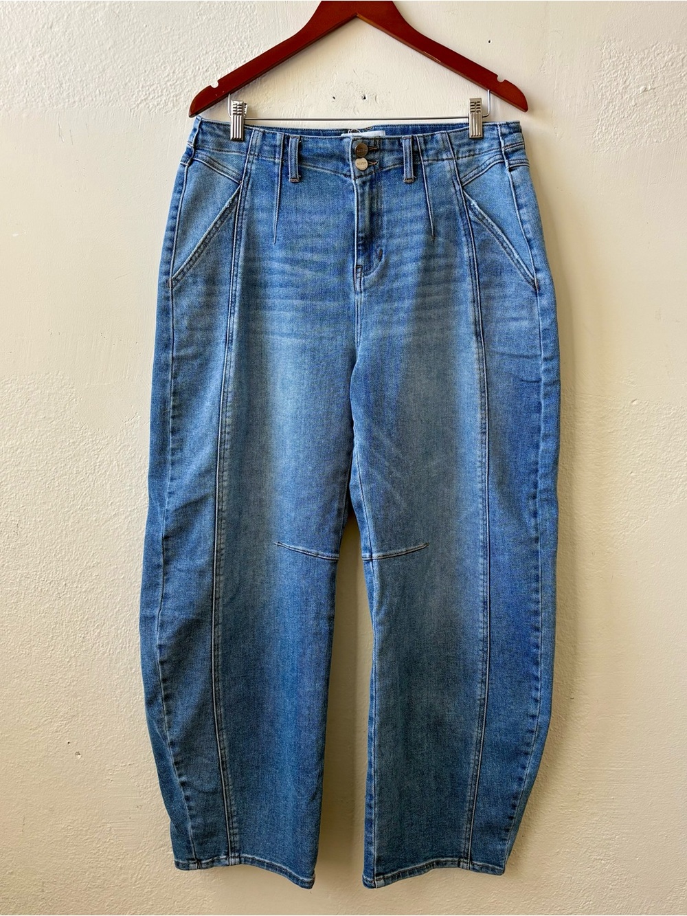 Risen Jeans Size 15/32 Slouchy Ankle Barrel Double Roll Up Blue Jeans